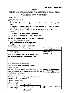 Giáo án Toán Lớp 5 - Bài: Diện tích xung quanh và diện tích toàn phần của hình hộp chữ nhật - Năm học 2018-2019