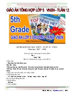 Giáo án Tổng hợp Lớp 5 - Tuần 12 - Năm học 2017-2018