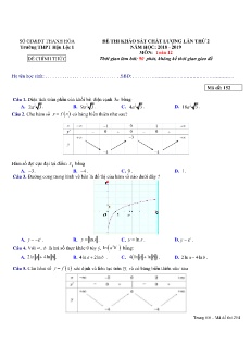 4 Đề khảo sát chất lượng lần 2 môn Toán Lớp 12 - Năm học 2018-2019 - Trường THPT Hậu Lộc I (Có đáp án)