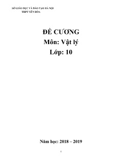 Đề cương ôn tập học kì I môn Vật lý Lớp 10 - Năm học 2018-2019 - Trường THPT Yên Hòa