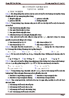 Đề cương ôn tập học kì I môn Vật lý Lớp 11 - Năm học 2018-2019 - Trường THPT Tôn Thất Tùng