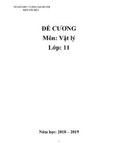 Đề cương ôn tập học kì I môn Vật lý Lớp 11 - Năm học 2018-2019 - Trường THPT Yên Hòa
