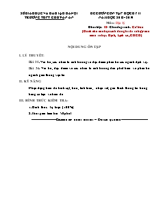 Đề cương ôn tập học kì II môn Địa lí Lớp 10 - Chương trình: Cơ bản - Năm học 2018-2019 - Trường THPT Chu Văn An