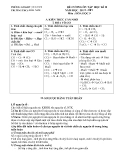 Đề cương ôn tập học kì II môn Hóa học Lớp 9 - Năm học 2018-2019 - Trường THCS Hòa Nam