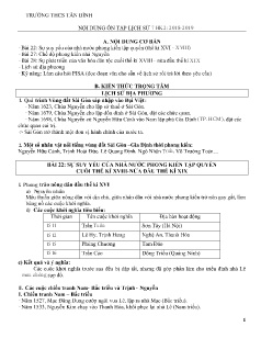 Đề cương ôn tập học kì II môn Lịch sử Lớp 7 - Năm học 2018-2019 - Trường THCS Tân Bình