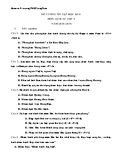Đề cương ôn tập học kì II môn Lịch sử Lớp 9 - Năm học 2018-2019 - Trường THCS Long Toàn