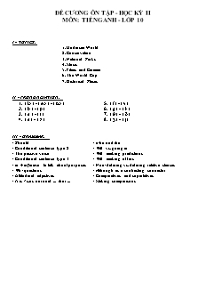 Đề cương ôn tập học kì II môn Tiếng Anh Lớp 10 - Năm học 2018-2019 - Trường THPT Hai Bà Trưng