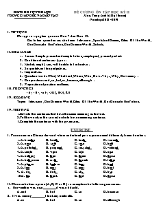 Đề cương ôn tập học kì II môn Tiếng Anh Lớp 6 (Hệ 10 năm) - Năm học 2018-2019 - Trường THCS Lăng Cô