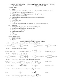 Đề cương ôn tập học kì II môn Toán Lớp 10 - Năm học 2018-2019 - Trường THPT Yên Hòa