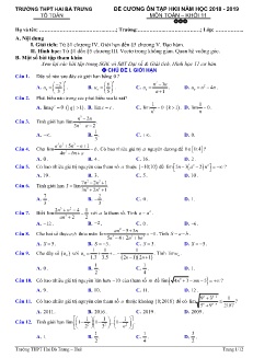 Đề cương ôn tập học kì II môn Toán Lớp 11 - Năm học 2018-2019 - Trường THPT Hai Bà Trưng