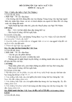 Đề cương ôn tập tháng 10 môn Ngữ Văn Lớp 11 - Năm học 2019-2020 - Trường THPT Đức Trọng