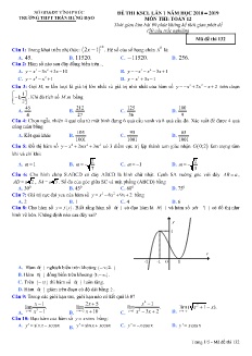 Đề khảo sát chất lượng lần 1 môn Toán Lớp 12 - Mã đề: 132 - Năm học 2018-2019 - Trường THPT Trần Hưng Đạo (Có đáp án)