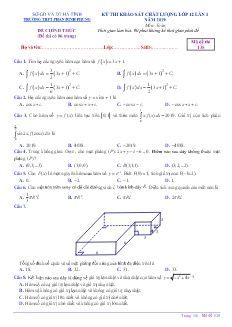 Đề khảo sát chất lượng lần 1 môn Toán Lớp 12 - Mã đề: 135 - Năm học 2018-2019 - Trường THPT Phan Đình Phùng (Có đáp án)