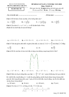 Đề khảo sát chất lượng lần 1 môn Toán Lớp 12 - Mã đề: 382 - Năm học 2019-2020 - Trường THPT Đoàn Thượng (Có đáp án)