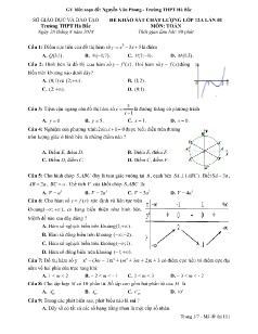 Đề khảo sát chất lượng lần 1 môn Toán Lớp 12 - Năm học 2018-2019 - Trường THPT Hà Bắc (Có đáp án)