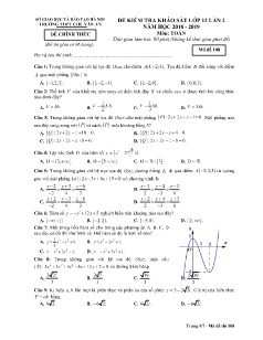 Đề khảo sát chất lượng lần 2 môn Toán Lớp 12 - Mã đề: 108 - Năm học 2018-2019 - Trường THPT Chu Văn An (Có đáp án)