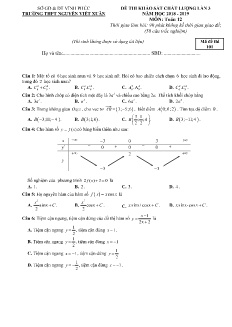 Đề khảo sát chất lượng lần 3 môn Toán Lớp 12 - Mã đề: 101 - Năm học 2018-2019 - Trường THPT Nguyễn Viết Xuân (Có đáp án)