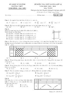 Đề khảo sát chất lượng lần 3 môn Toán Lớp 12 - Mã đề: 131 - Năm học 2018-2019 - Trường THPT Ninh Bình - Bạc Liêu (Có đáp án)