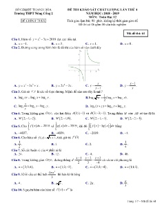 Đề khảo sát chất lượng lần 4 môn Toán Lớp 12 - Mã đề: 61 - Năm học 2018-2019 - Trường THPT Nông Cống 2 (Có đáp án)