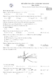 Đề khảo sát chất lượng lần 4 môn Toán Lớp 12 - Năm học 2018-2019 - Trường THPT Nguyễn Khuyến (Có đáp án)