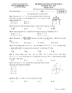 Đề khảo sát chất lượng môn Toán Lớp 12 - Mã đề: 001 - Năm học 2018-2019 - Trường THPT Tiên Lãng (Có đáp án)