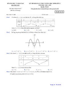 Đề khảo sát chất lượng môn Toán Lớp 12 - Mã đề: 101 - Năm học 2018-2019 - Sở GD&ĐT Quảng Nam (Có đáp án)