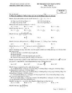Đề khảo sát chất lượng môn Toán Lớp 12 - Mã đề: 132 - Năm học 2018-2019 - Trường THPT Nhữ Văn Lan (Có đáp án)