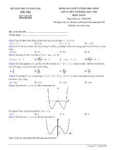 Đề khảo sát chất lượng môn Toán Lớp 12 - Mã đề: 252 - Năm học 2018-2019 - Sở GD&ĐT Phú Thọ (Có đáp án)