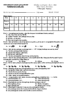 Đề kiểm tra 45 phút lần 1 học kì I môn Vật lý Lớp 10 (Cơ bản) - Trường THPT Hữu Lũng (Có đáp án)