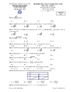 Đề kiểm tra chất lượng đầu năm môn Toán Lớp 12 - Mã đề: 132 - Năm học 2018-2019 - Trường THCS & THPT Lương Thế Vinh (Có đáp án)