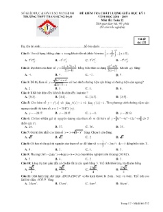 Đề kiểm tra chất lượng giữa học kì I môn Toán Lớp 12 - Mã đề: 132 - Năm học 2018-2019 - Trường THPT Trần Hưng Đạo (Có đáp án)