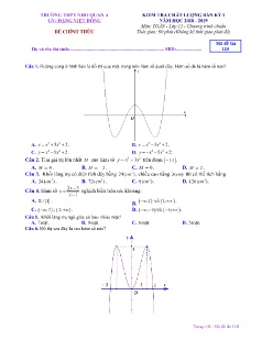 Đề kiểm tra chất lượng giữa học kì I môn Toán Lớp 12 - Mã đề: 115 - Năm học 2018-2019 - Đăng Việt Đồng (Có đáp án)