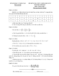Đề kiểm tra chất lượng học kì II môn Toán Lớp 7 - Năm học 2018-2019 - Sở GD&ĐT Bắc Giang (Có đáp án)