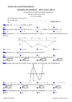 Đề kiểm tra định kỳ môn Toán Lớp 12 - Mã đề: 610 - Năm học 2019-2020 - Trường THCS&THPT Nguyễn Khuyến (Có đáp án)