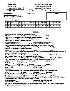 Đề kiểm tra học kì I môn Hóa học Lớp 9 - Đề số 1 - Năm học 2018-2019 - Trường THCS Hai Bà Trưng
