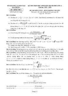 Đề thi chọn học sinh giỏi cấp Thành phố môn Toán Lớp 12 (Không Chuyên) - Năm học 2019-2020 - Sở GD&ĐT Hải Phòng (Có đáp án)