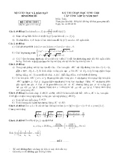 Đề thi chọn học sinh giỏi cấp tỉnh môn Toán Lớp 12 (Đề chính thức) - Năm học 2019-2020 - Sở GD&ĐT Bình Phước (Có đáp án)