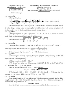 Đề thi chọn học sinh giỏi cấp tỉnh môn Toán Lớp 9 THCS (Đề chính thức) - Năm học 2018-2019 - Sở GD&ĐT Bắc Ninh (Có đáp án)