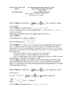Đề thi chọn học sinh giỏi cấp tỉnh môn Toán Lớp 9 THCS (Đề chính thức) - Năm học 2018-2019 - Sở GD&ĐT Sơn La (Có đáp án)