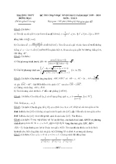 Đề thi chọn học sinh giỏi môn Toán Lớp 12 THPT - Năm học 2019-2020 - Trường THPT Đồng Đậu (Có đáp án)