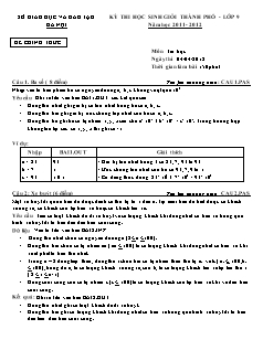 Đề thi học sinh giỏi cấp Thành phố môn Tin học Lớp 9 - Năm học 2011-2012 - Sở GD&ĐT Hà Nội (Có đáp án)
