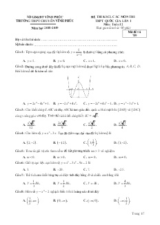 Đề thi khảo sát chất lượng lần 1 môn Toán Lớp 12 - Mã đề: 789 - Năm học 2018-2019 - Trường THPT Chuyên Vĩnh Phúc (Có đáp án)