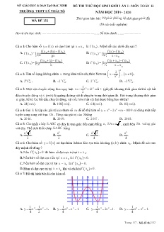 Đề thi thử học sinh giỏi lần 1 môn Toán Lớp 12 - Mã đề: 132 - Năm học 2019-2020 - Trường THPT Lý Thái Tổ (Có đáp án)