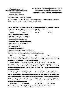 Đề thi thử lần 1 THPT Quốc gia môn Hóa học Lớp 12 - Năm học 2016-2017 - Trường THPT Thuận Thành 1 (Có đáp án)