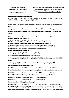 Đề thi thử lần 1 THPT Quốc gia môn Hóa học Lớp 12 - Năm học 2016-2017 - Trường THPT Văn Bàn (Có đáp án)