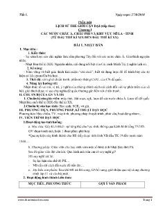 Giáo án Lịch sử Lớp 11 - Chương trình cả năm - Năm học 2018-2019