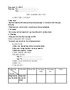Giáo án môn Ngữ Văn Lớp 7 - Tiết 41: Kiểm tra Văn - Năm học 2019-2020
