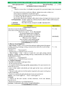 Giáo án Tiếng Anh Lớp 12 - Chương trình học kì I - Năm học 2018-2019