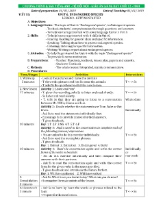 Giáo án Tiếng Anh Lớp 12 - Chương trình học kì II - Năm học 2018-2019