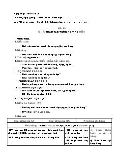 Giáo án Tin học Lớp 7 - Tiết 18, Bài 5: Thao tác với bảng tính (Tiếp) - Năm học 2019-2020